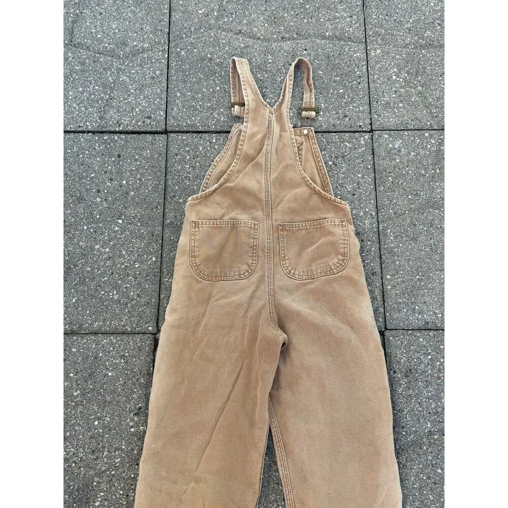 Vintage Carhartt Kids 7 Youth Bib Overalls Brown Duck Canvas Double Knee YBR01